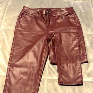 Skinny pants, black cherry faux leather pants